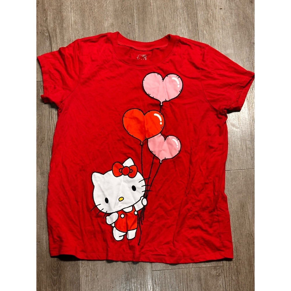 Hello Kitty by Sanrio Graphic T-Shirt Women's Large Red Hearts Tee